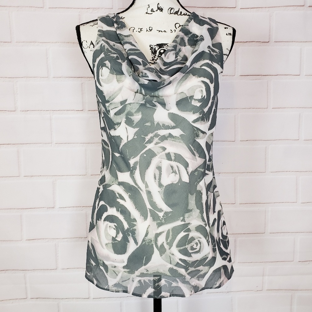 Banana Republic Floral Drape Cowl Neck Blouse